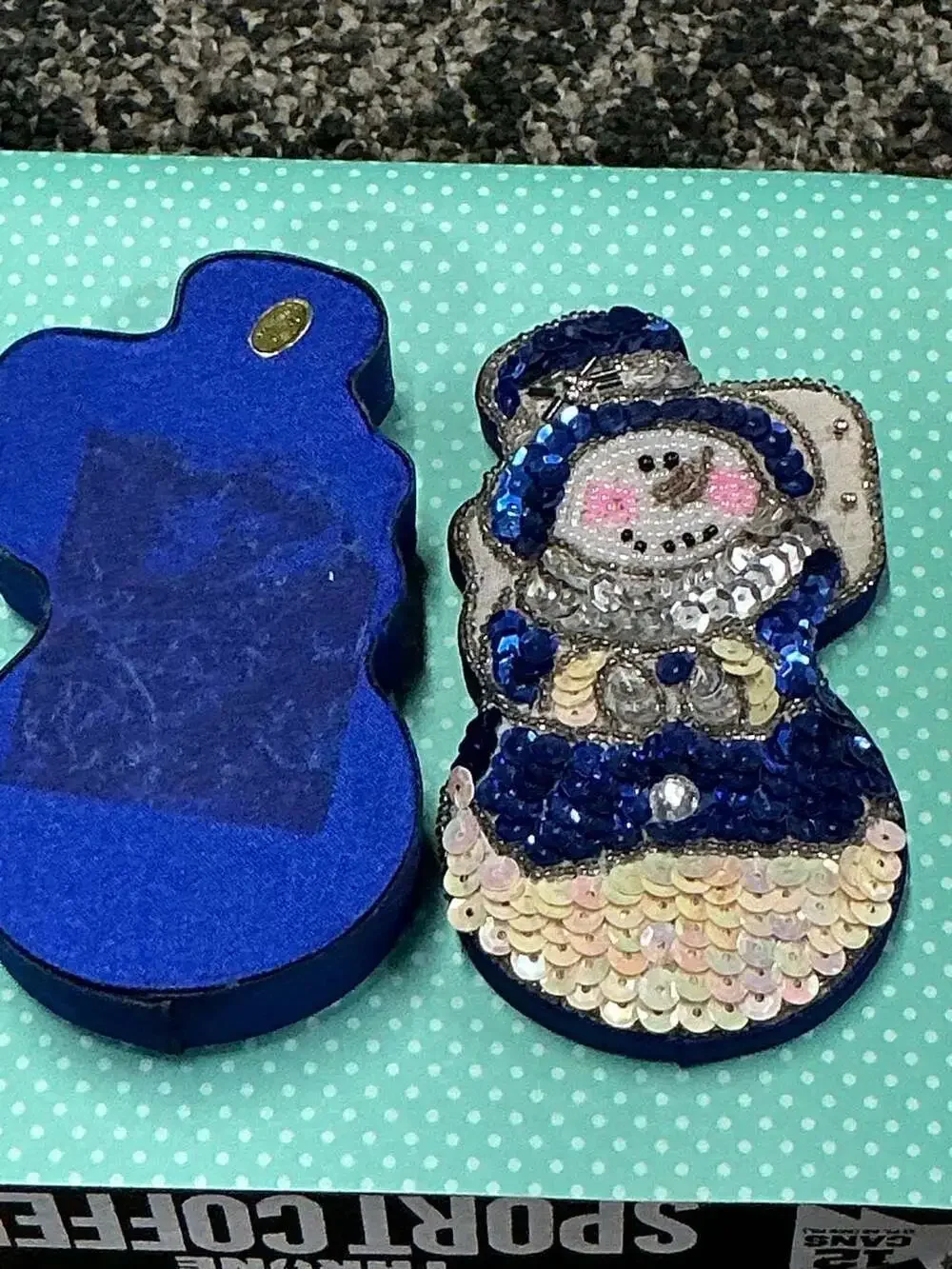 Vintage Beaded and Sequined Snowman Decorative Keepsake Trinket Box